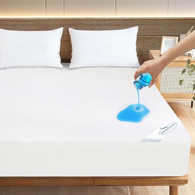 Short King Terry Mattress Protector Waterproof for 72''×75'' up to 14'' Depth, Ultra Soft & Breathable Smooth Top Fitted Mattress Cover Skin-Friendly Machine Washable
