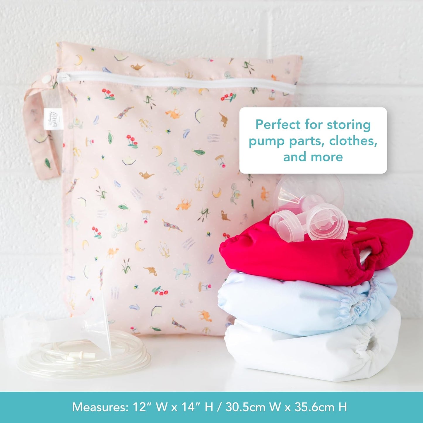 Bumkins Disney Waterproof Wet Bag for Baby, Travel, Swim Suit, Cloth Diapers, Pump Parts, Pool, Gym Clothes, Toiletry, Strap to Stroller, Daycare, Zip Reusable Bag, Packing Pouch, Winnie the Pooh