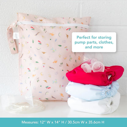 Bumkins Disney Waterproof Wet Bag for Baby, Travel, Swim Suit, Cloth Diapers, Pump Parts, Pool, Gym Clothes, Toiletry, Strap to Stroller, Daycare, Zip Reusable Bag, Packing Pouch, Winnie the Pooh