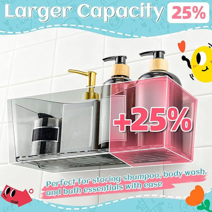 MIUKAA 2 Pack Large Bath Toy Storage Organizer, Clear Bath Toy Holder for Bathtub, Plastic Shower Toy Holder, Fast drainage, No Drilling Required, Easy to Install