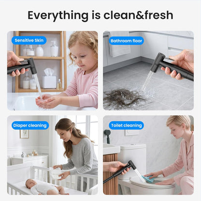 Arofa Handheld Toilet Bidet Sprayer for Toilet-Adjustable Water Pressure Control with Bidet Hose for Feminine Wash, Stainless Steel Brushed Nickel Bidet Faucet Cloth Diaper for Baby Wash