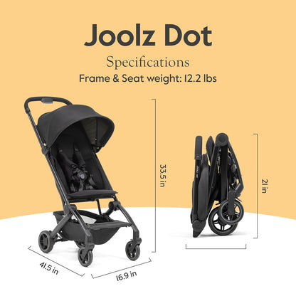 Joolz Dot Ultra Lightweight Travel Stroller – Compact Fold, Airplane Compatible, 5-Point Harness, UPF 50+ Canopy – Easy to Carry City & Travel Stroller - Dune Beige