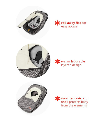Skip Hop All Seasons Baby Car Seat Cover 4 in 1 Universal Fit with UPF40+ Sunshade and Water Resistant Fabric Oat