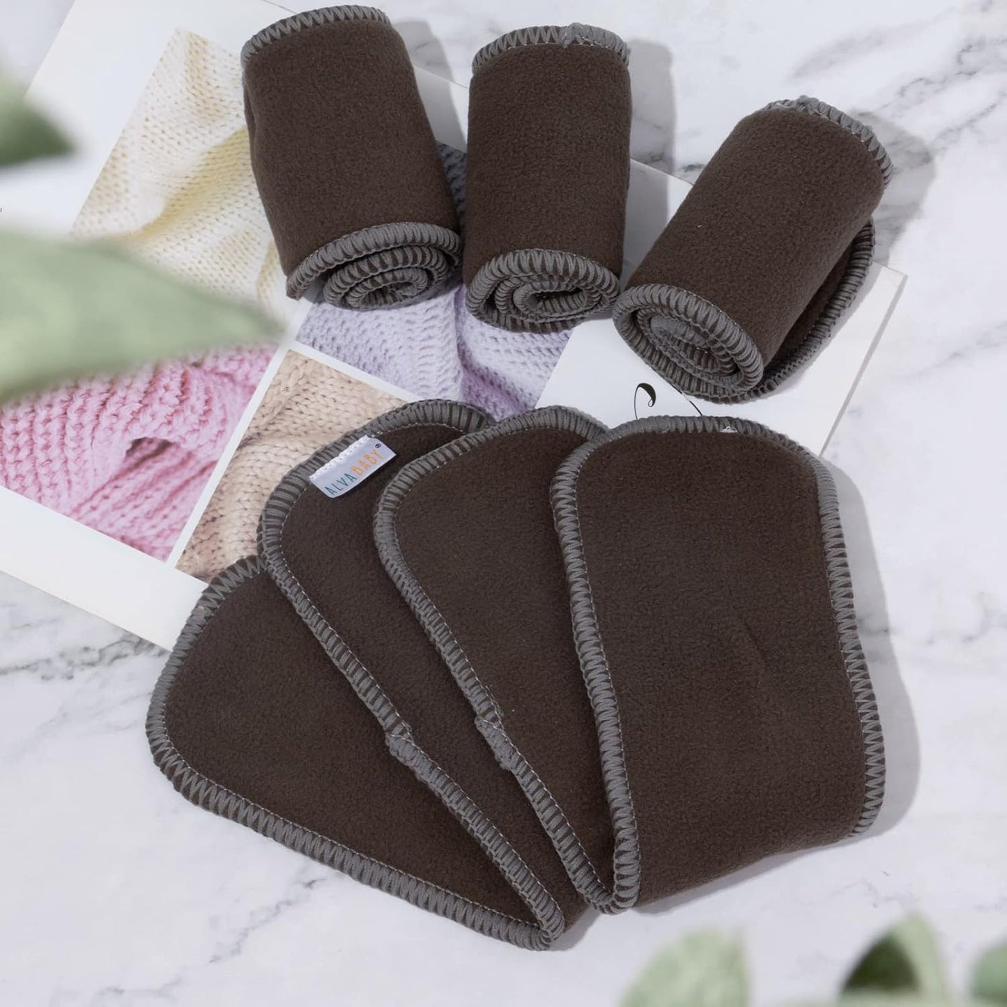 ALVABABY 12PCS Newborn Cloth Diaper Insert,5-Layer Charcoal Liner Reusable 12SZTN