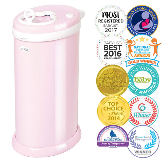 Ubbi Steel Odor Locking, No Special Bag Required Money Saving, Awards-Winning, Modern Design, Registry Must-Have Diaper Pail, Pink