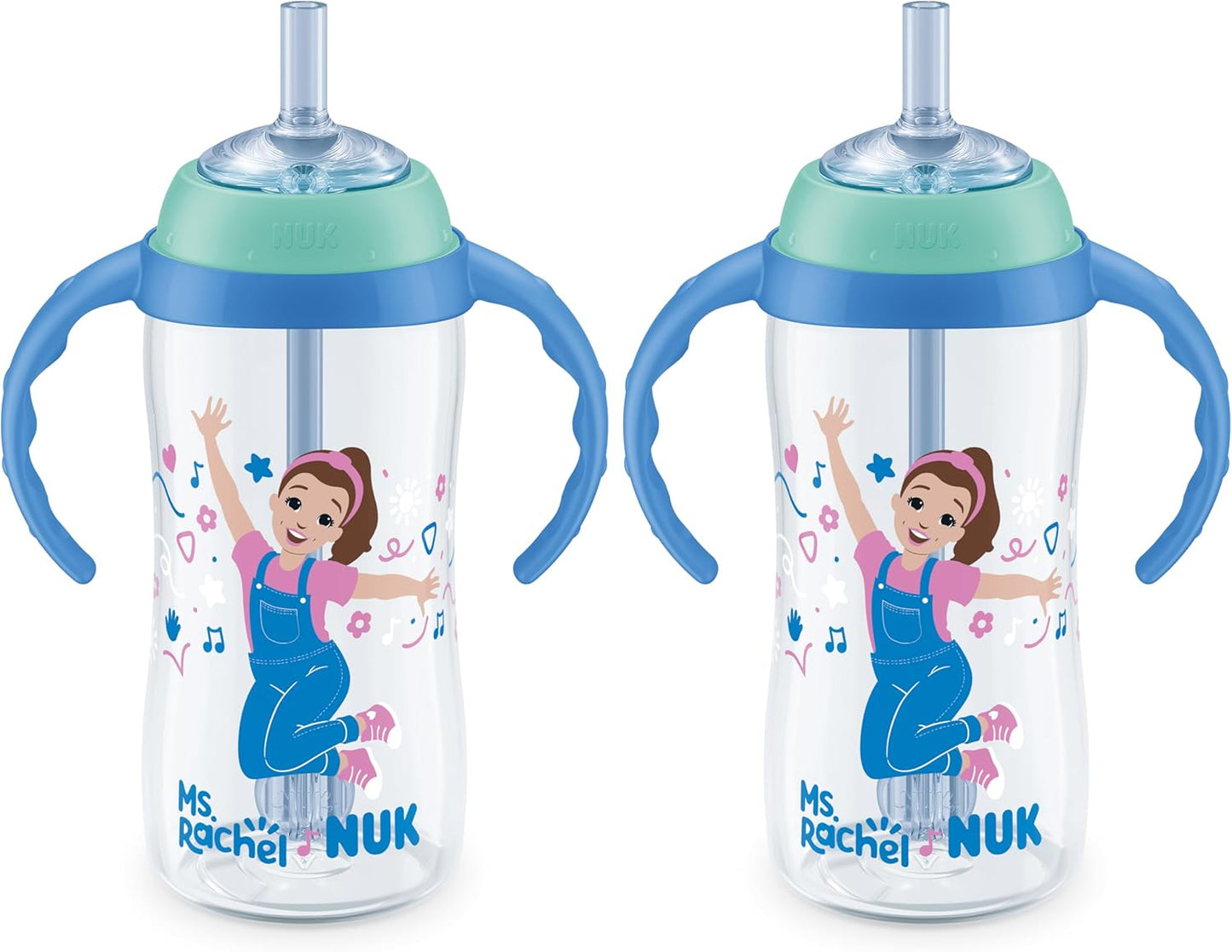 NUK Learner Straw Cup, 10oz, 2-Pack - Toddler Sippy Cup with Soft Straw for Easy Drinking, Suitable for Ages 8 Months and Up, Timeless Collection