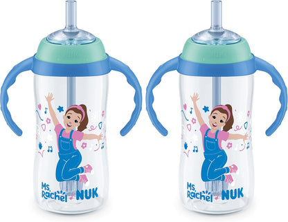 NUK Learner Straw Cup, 10oz, 2-Pack - Toddler Sippy Cup with Soft Straw for Easy Drinking, Suitable for Ages 8 Months and Up, Timeless Collection