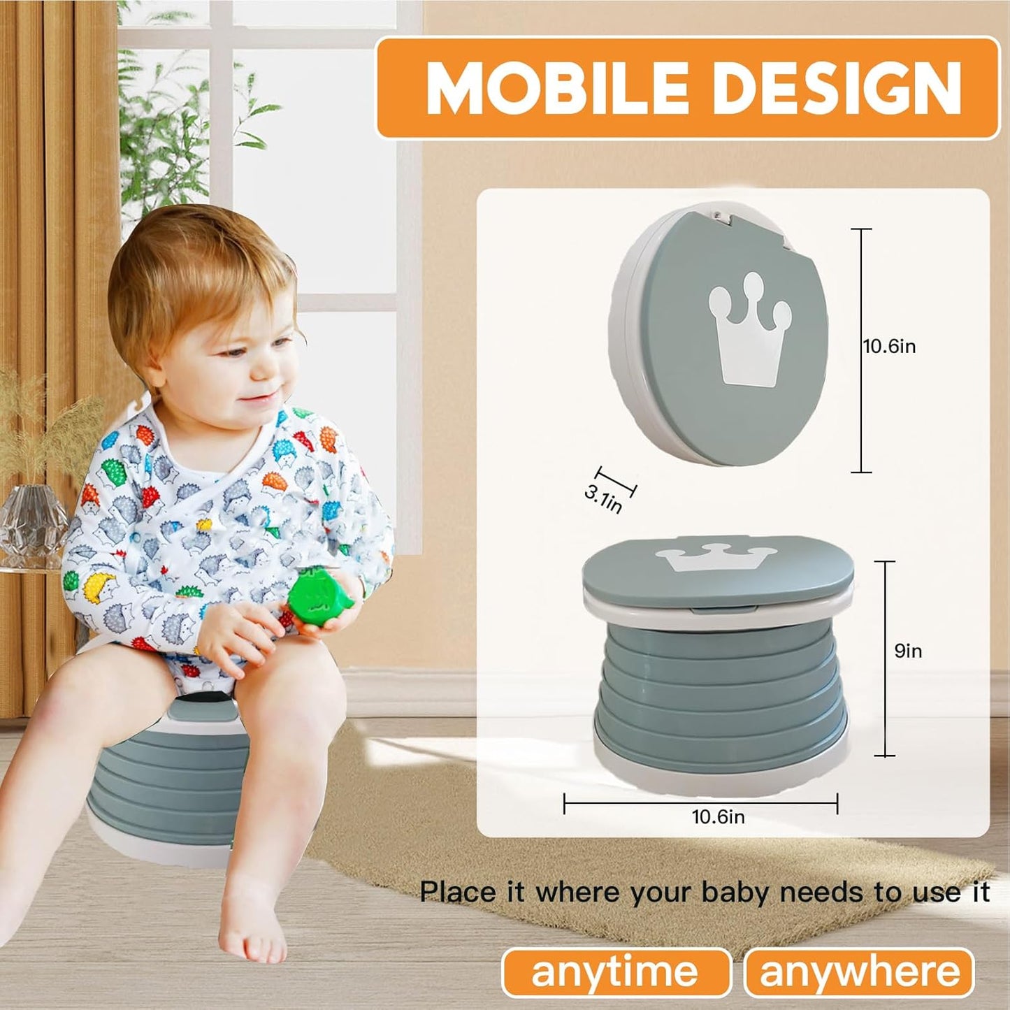 Travel Potty for Toddler, Portable and Foldable Toilet, Apply to Seat Emergency Toilet for Car, Camping, Outdoor, Indoor (green, small)