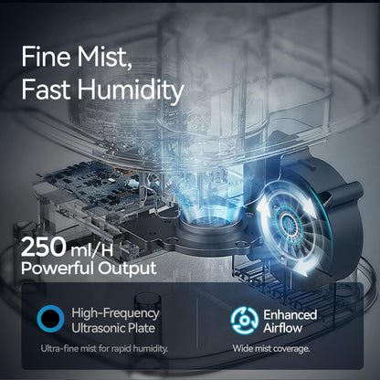 ROSEKM Humidifiers for Bedroom, 2.0L Cool Mist Humidifier for Home Plant and Baby Nursery, Quiet Ultrasonic Humidifier with 360° Nozzle, Auto Shut-Off, Filterless, Black