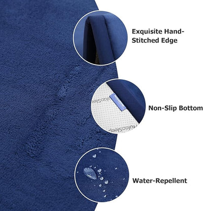 Huloo Sleep Baby Play Mat for Floor,1.3" Thick Elasti-Foam 50x50 Playpen Mat for Toddlers Infant Kids,Water-Repellent Soft Coral Velvet Tummy Time Non Slip Crawling,Tatami(Dark Blue)