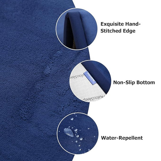 Huloo Sleep Baby Play Mat for Floor,1.3" Thick Elasti-Foam 50x50 Playpen Mat for Toddlers Infant Kids,Water-Repellent Soft Coral Velvet Tummy Time Non Slip Crawling,Tatami(Dark Blue)