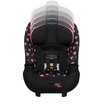 Disney Baby Ellaris 3-in-1 Convertible Car Seat, Slim Fit Design, Rear & Forward-Facing, 5-Position Headrest, 3-Across Fit, Travel-Friendly with Machine-Washable Seat Pad, Minnie Charm