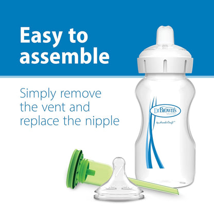 Dr. Brown’s Natural Flow® Level 2 Wide-Neck Baby Bottle Silicone Nipple, Medium Flow, 3m+, 100% Silicone Bottle Nipple, 6 Pack
