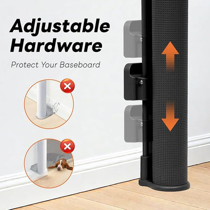 (2 Pack) Retractable Baby Gates for Doorways, Mesh Dog Gate for Stairs, Pet Gate Indoor, Extends to 55" Wide 33" Tall, Safety Toddlers Gates for Hallways, Indoor & Outdoor Use, Black
