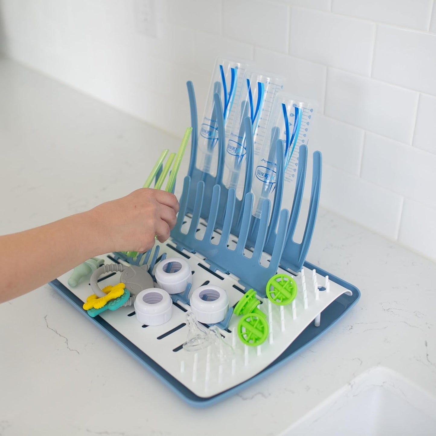 Dr. Brown's Folding Baby Bottle Drying Rack for Easy Storage - Dry Nipples, Pacifiers and Other Baby Essentials, BPA Free
