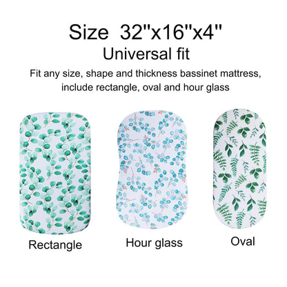 Onacosht Stretchy Bassinet Sheets 33" x 19" Compatible with Mika Micky, KoolaBaby (3 in 1), BabyBond, HARPPA and RICUTON Bedside Bassinet, 3 Pack for Baby Boy and Girl, Pink Floral