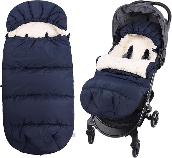 Baby Footmuff for Winter Outdoors Stroller Layer Waterproof Outer Soft Lambswool Liner Designed for Cold Wind Moisture Protection Suitable -30F/-22C Universal Fit Stroller