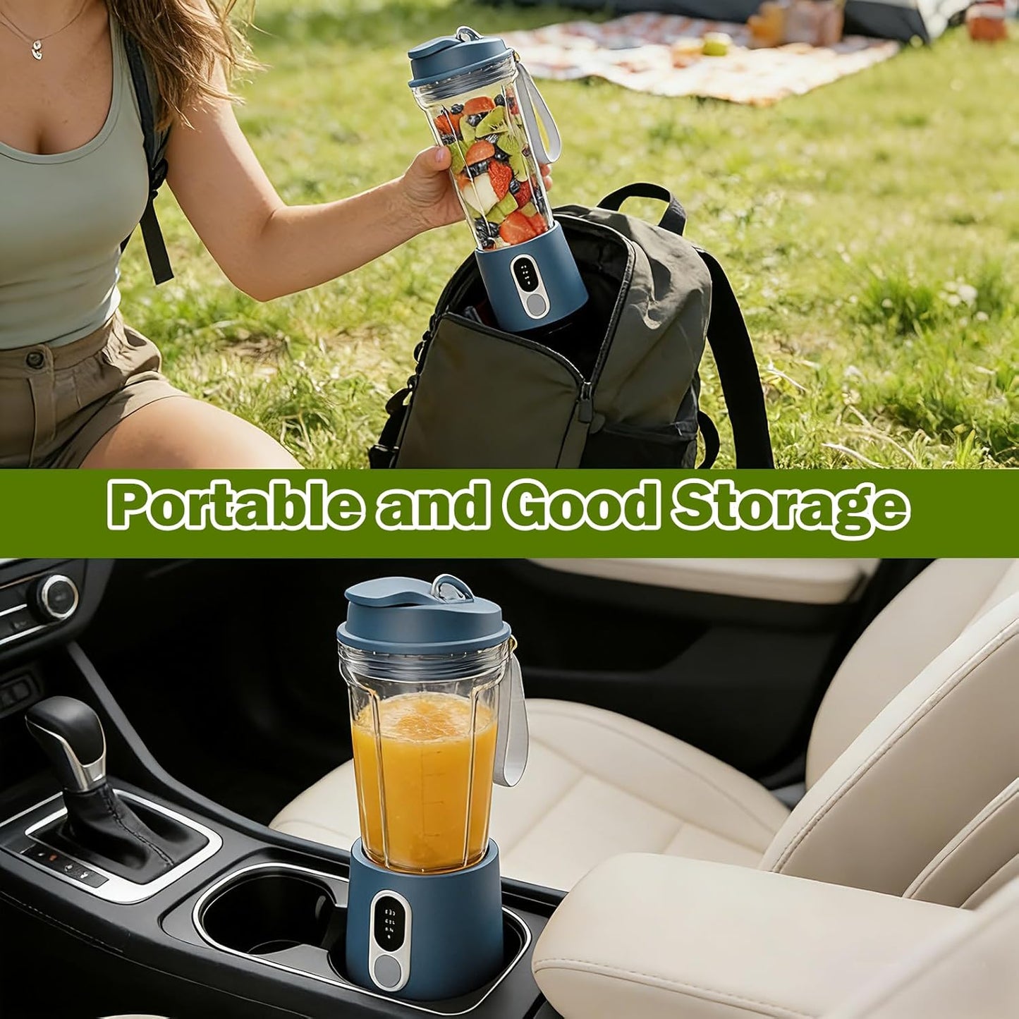 Portable Blender for Smoothies Electric Juicer - Freshly Juices Milk shakes and Baby food Small Portable Blender with 300W Motor Mini Mixer with Extra Lid Suitable for Outdoor Sports Travel