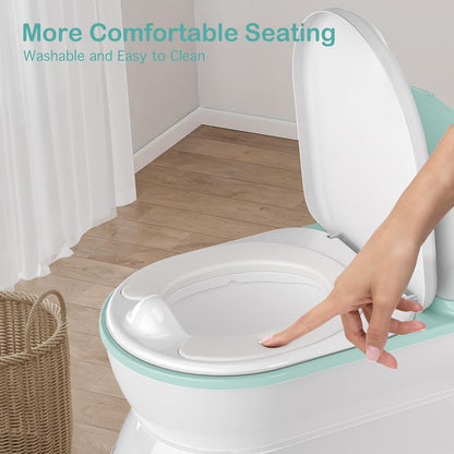 CheerTry 2-in-1 Toddler Potty Training Toilet - Larger Potty Chair & Detachable Training Seat for Boys & Girls Ages 1-3 with Flushing Sound, Wipes Storage, Toilet Paper Holder - Pink
