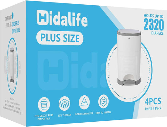 HIDALIFE Refills Compatible with Dekor Plus Diaper Pails, Disposable Diaper Trash Bags, Extra Thick Diaper Pail Refill Liners, Hold Up to 4640 Diapers (8 Pack)
