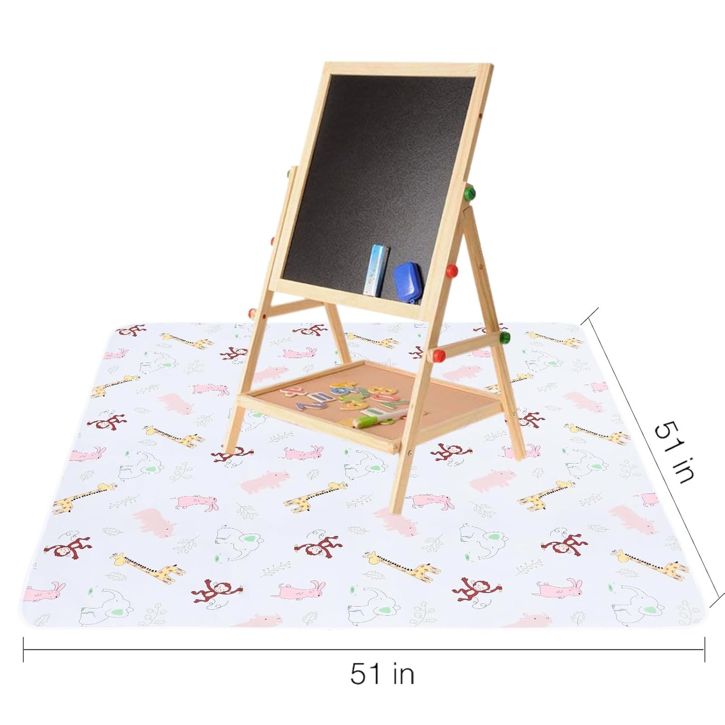 Splat Mat for Under High Chair/Arts/Crafts by CLCROBD, 51" Baby Anti-Slip Food Splash and Spill Mat for Eating Mess, Waterproof Floor Protector and Table Cloth