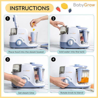 BabyGrow Baby Food Maker Steamer and Blender Baby Food Processor Steamer Puree Blender All-in-one Puree Machine Baby Food Warmer Mills Machine BPA-Free - Purple