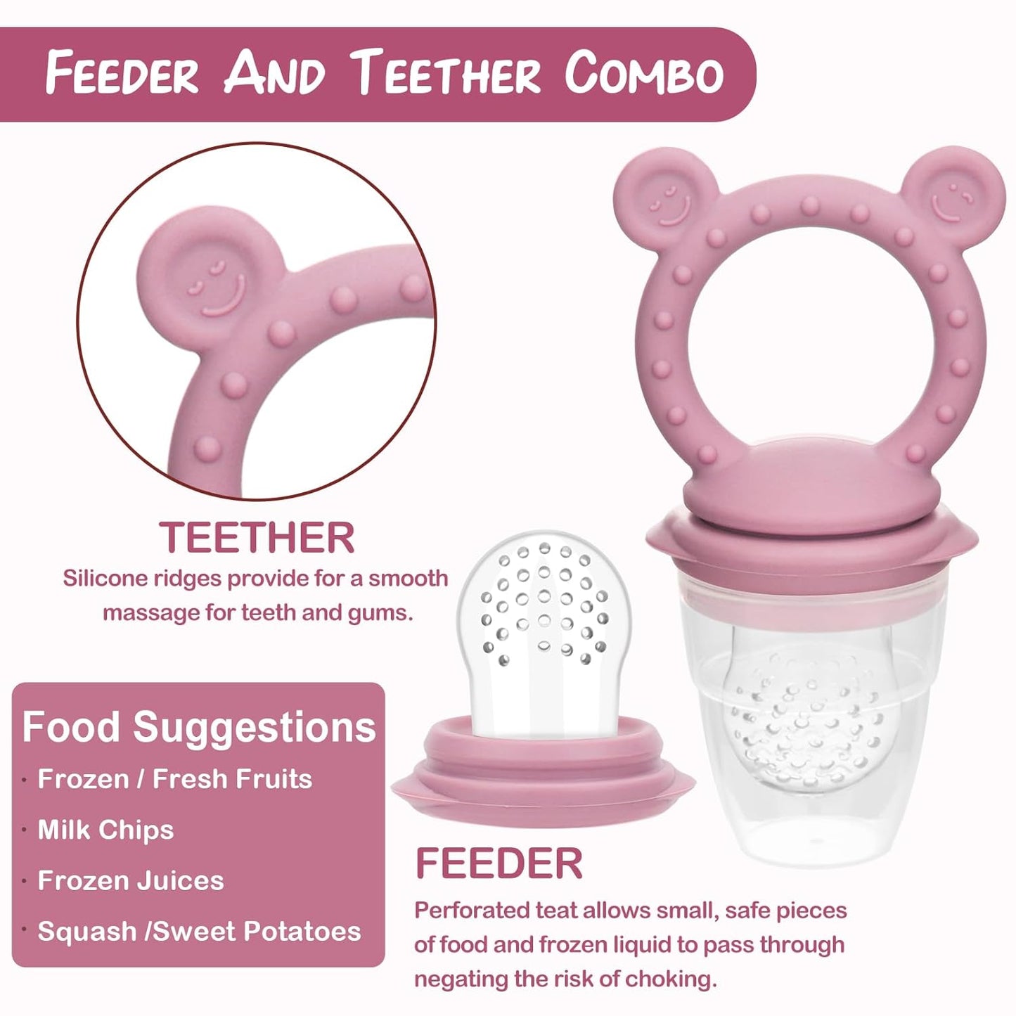 Baby Breastmilk Popsicle Molds & Baby Fruit Feeder (6 Pack), WAJIAYON Infant Food Freezer Tray Storage Containers, Silicone Teething Pacifier Feeder and Teether for Babies,Babies Feeder