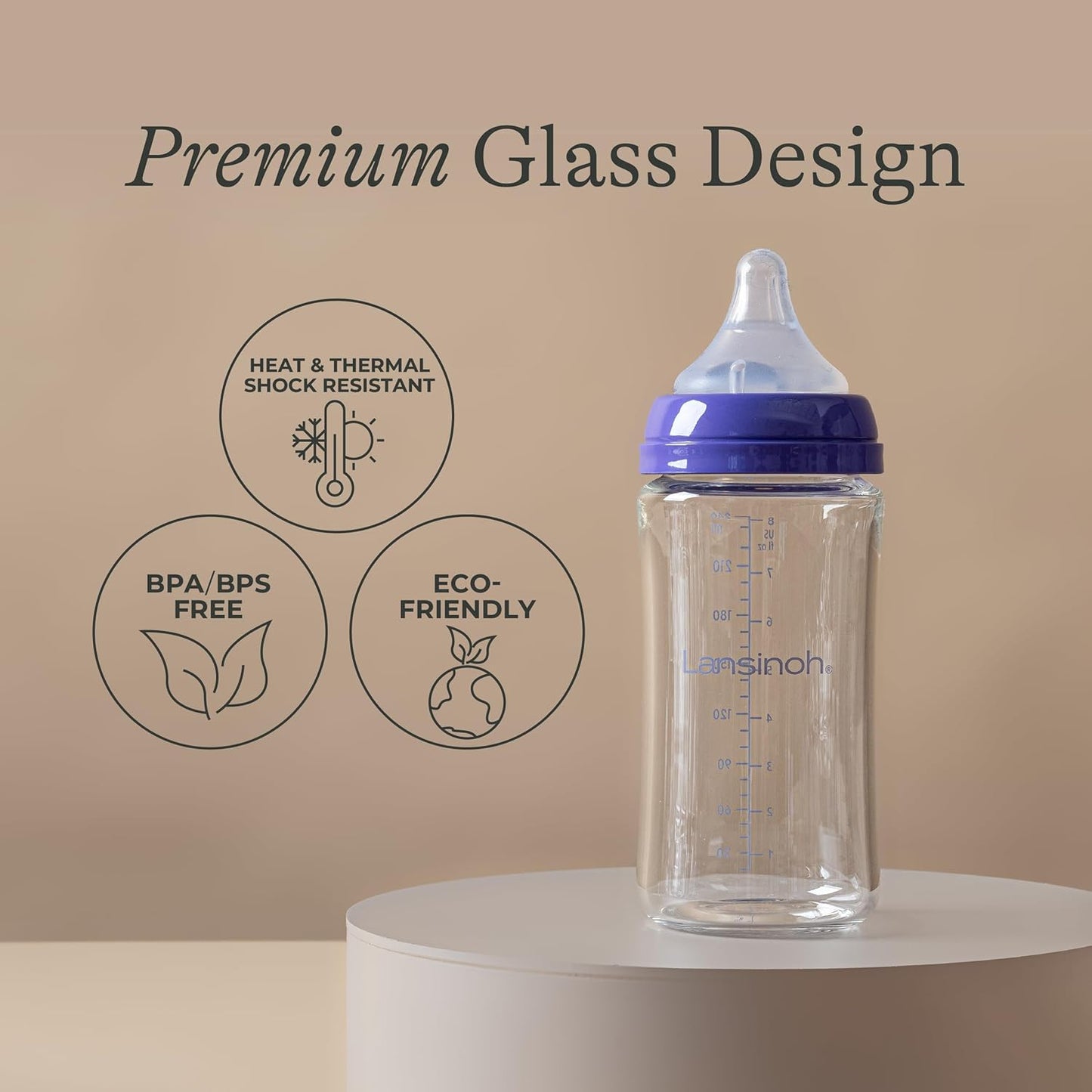 Lansinoh Anti-Colic Glass Baby Bottles, 5 Ounces, 4 Count, Includes 4 Extra Slow Flow Nipples (Size XS, Newborn), Baby Essentials