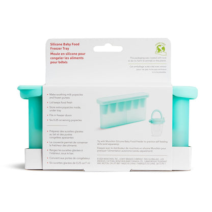 Munchkin® Silicone Baby Food Freezer Tray with Lid - Baby Popsicle Molds for Breastmilk, Fruit, and Veggie Purees, Mint
