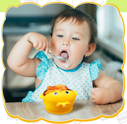 Nuogo 4 Packs 304 Stainless Steel Baby Bowls with Silicone Sleeve Kids Toddler Food Bowls with Suction Anti Slip Cute Animal safe Design for Baby Feeding Soup Noodle Pasta Snack