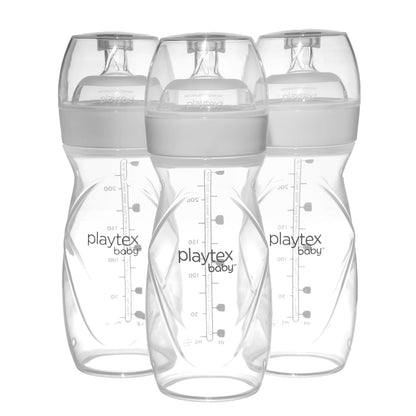 Playtex Baby Anti-Colic Nurser Bottles with Pre-Sterilized Disposable Drop-Ins Liners, 4 Oz Bottles (3 Count), Includes Slow Flow Nipples for Newborn and Breastfeeding Babies, Feeding Essentials