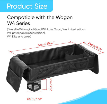 Stroller Snack Tray with Anti-Falling Bottle Holders for Wonderfold Wagon,Waterproof Faux Leather Interior,Easy to Install and Remove( W1,W2)