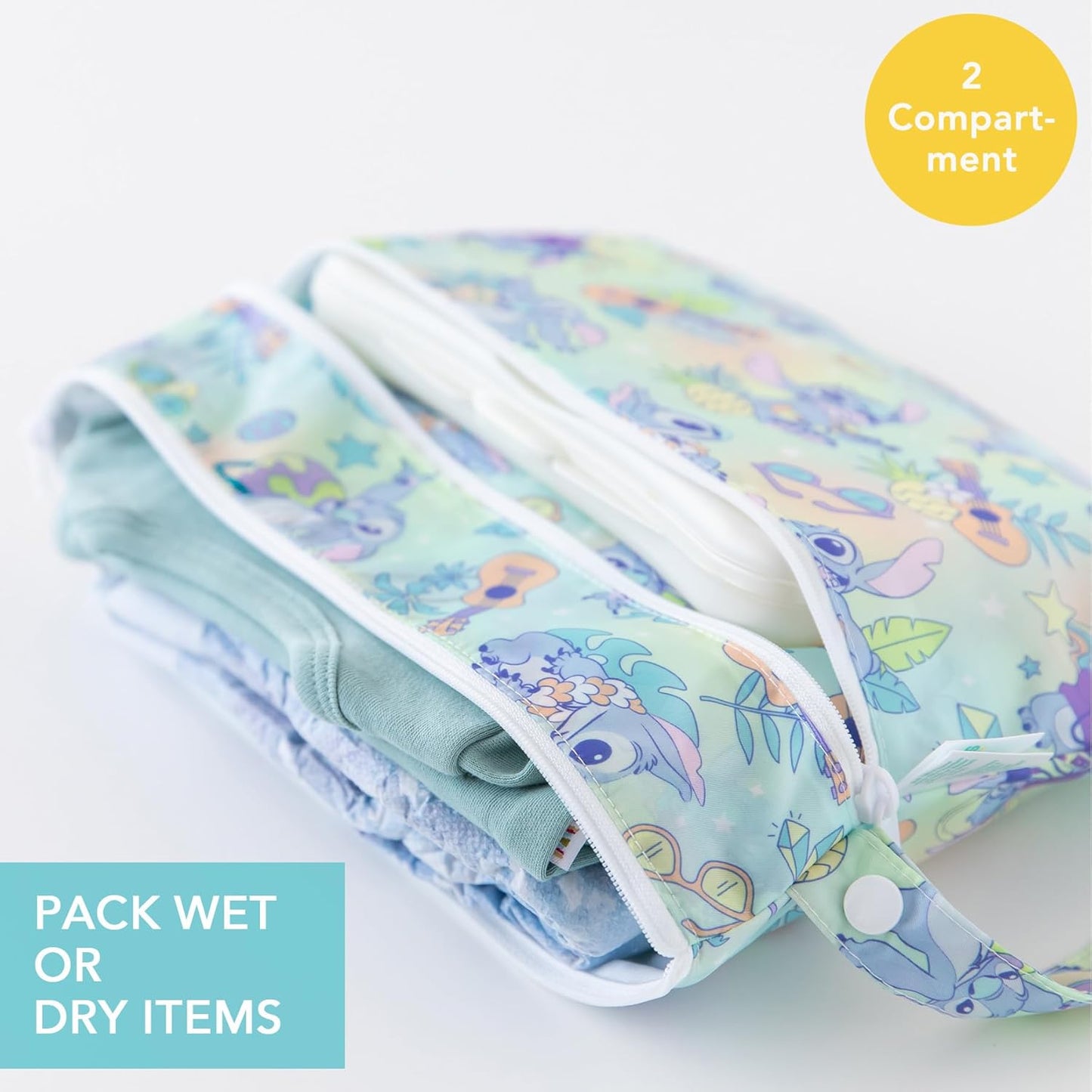 Bumkins Disney Waterproof Wet Bag for Baby, Travel, Swim Suit, Cloth Diapers, Pump Parts, Pool, Gym Clothes, Toiletry, Strap to Stroller, Daycare, Zip Reusable Bag, Packing Pouch, Winnie the Pooh