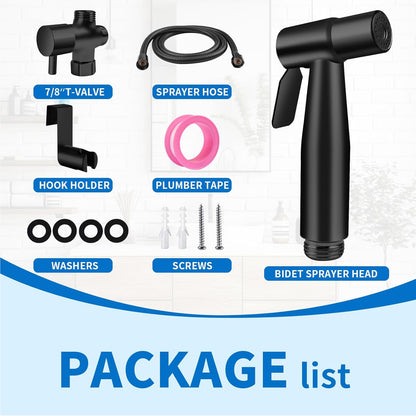 Neween Handheld Toilet Bidet Sprayer for Toilet-Adjustable Water Pressure Control with Bidet Hose for Feminine Wash, Stainless Steel Bidet Faucet Sprayer Kit Cloth Diaper for Baby Wash (Black)