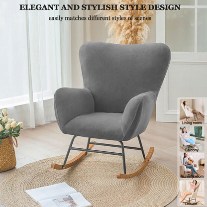 Levoberg Nursery Rocking Chair Cover Velvet Rocker Glider Chairs Cover Slipcovers Stretch Rocking Accent Chair Cover Recliner Armchair Slipcover for Nursery Living Room Bedroom Office Camel