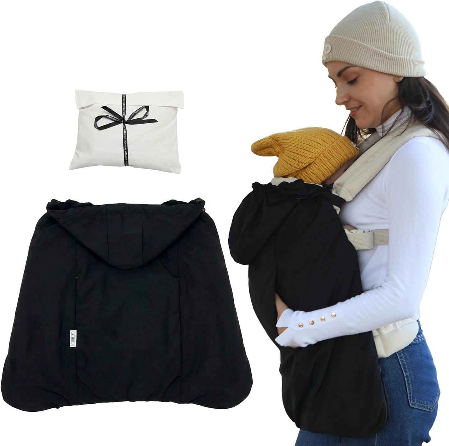 Baby Carrier Cover Winter with Detachable Hood - Windproof & Water-Resistant Winter Car Seat Cover Baby Girl & Boy, Universal Travel Carrier & Stroller Blankets for Babies