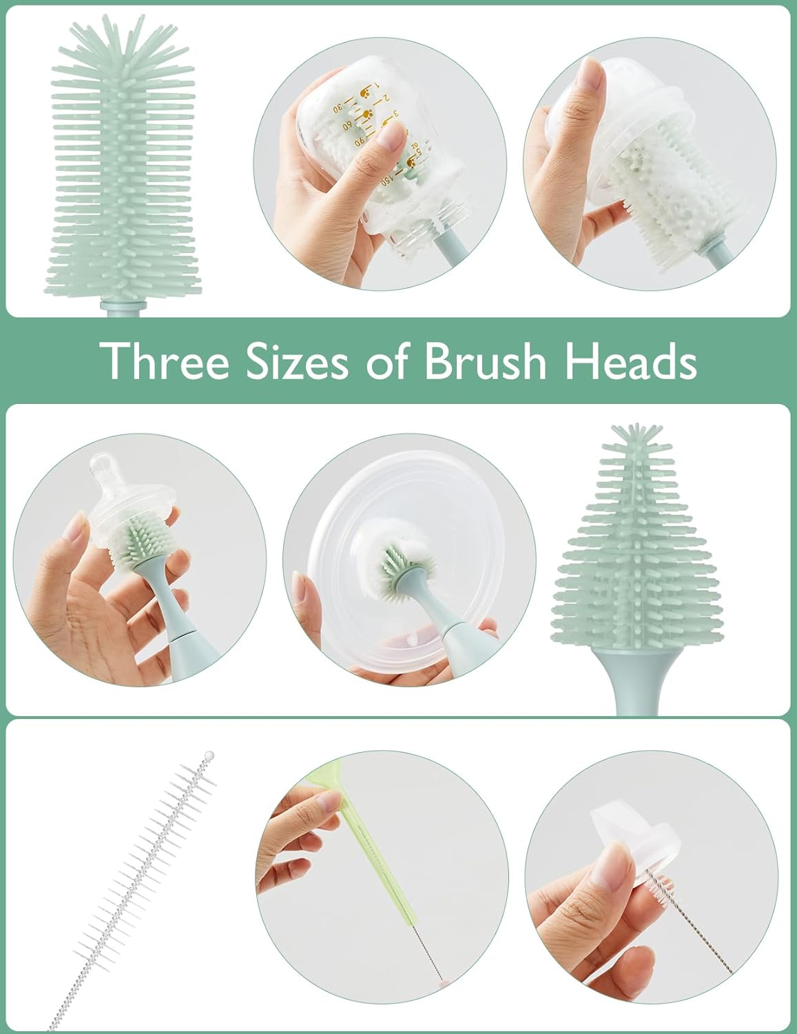Momcozy 3 Layers Large Bottle Sterilizer and Dryer & Momcozy Bottle Brush Kit Green