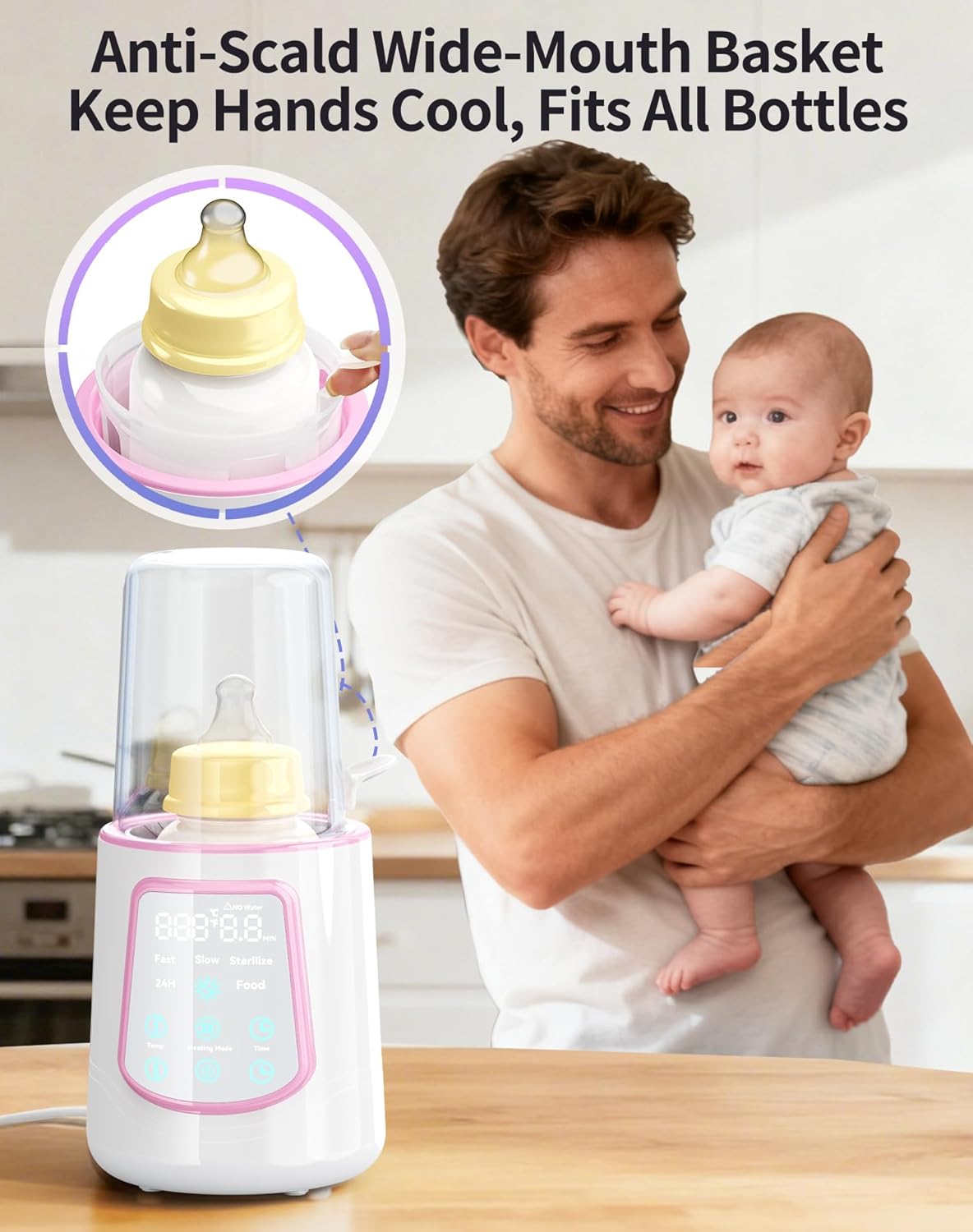 12 in 1 Fast Baby Bottle Warmer with Even Heating No Hot Spots, Night Mode, Sterili-zing, Constant Temp Milk Warmer for Breastmilk & Formula, Fits All Bottles Grey