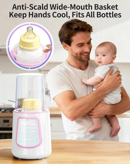 12 in 1 Fast Baby Bottle Warmer with Even Heating No Hot Spots, Night Mode, Sterili-zing, Constant Temp Milk Warmer for Breastmilk & Formula, Fits All Bottles Grey
