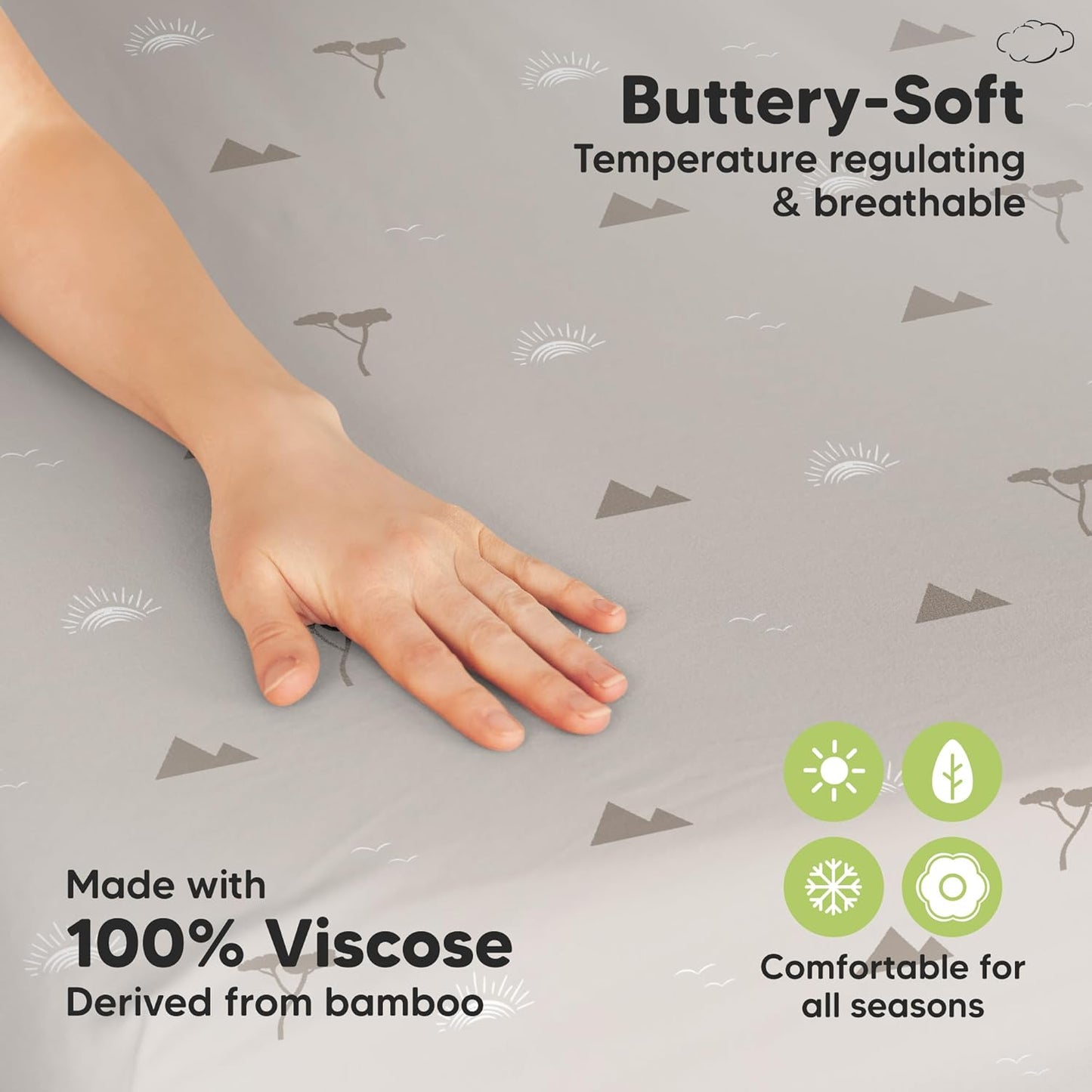 2-Pack Waterproof Pack and Play Sheets, Mini Crib Sheets Fitted for Boy, Girl - 38 x 26 Viscose from Bamboo Pack N Play Mattress Sheets for Graco, Toddler Playard Baby Crib Sheets Neutral (Blue Flax) - Colors A