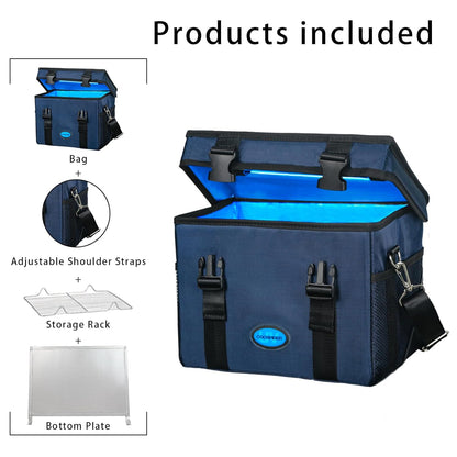 UVC Sanitizer Box Ozone Free with Timer, Portable Large Cleaner Bag with USB Port, UV Light Blue Tote for Mask, Cell Phone, Baby Bottle, Key, Towel 12L/3.17 gal