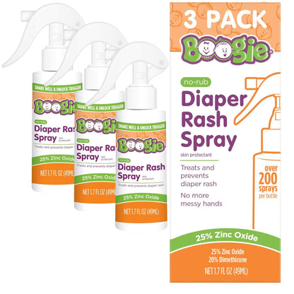 Boogie Diaper Rash Cream Spray for Baby, Travel Friendly No-Rub Touch Free Application for Sensitive Skin, Over 200 Sprays per Bottle, 1.7 oz (Pack of 1)