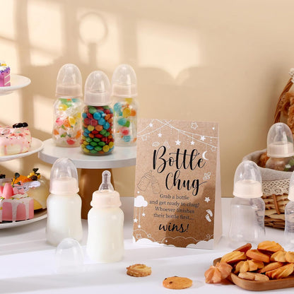 TrelaCo Bottle Chug Baby Shower Game 20 Pcs Baby Bottles Shower Favor with 1 Greenery Theme Sign for Gender Reveal Party Supplies Gifts(Green)