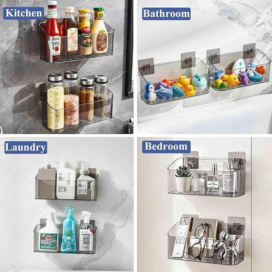 Bath Toy Storage 1 Pack, Large Bath Toy Holder, Quick Dry Bathtub Toys Organizer, Shower Caddy Shower Organizer for Bathroom Storage, No Drill Shelves Basket, Drainable, Clear Black