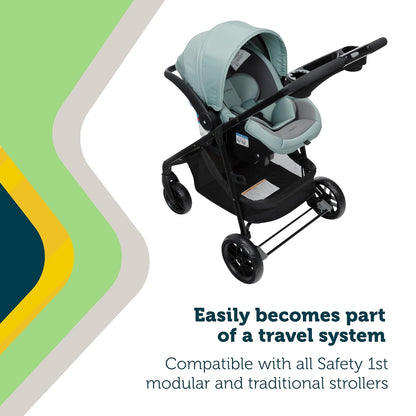 Safety 1st® onBoard™ Slide DLX Infant Car Seat w/SafetySlide™ Base, Easy-Install Rigid Latch, Lightweight Rear-Facing Seat, Newborn Carrier, Extra-Large Canopy, Travel System Ready, Dusty Marble