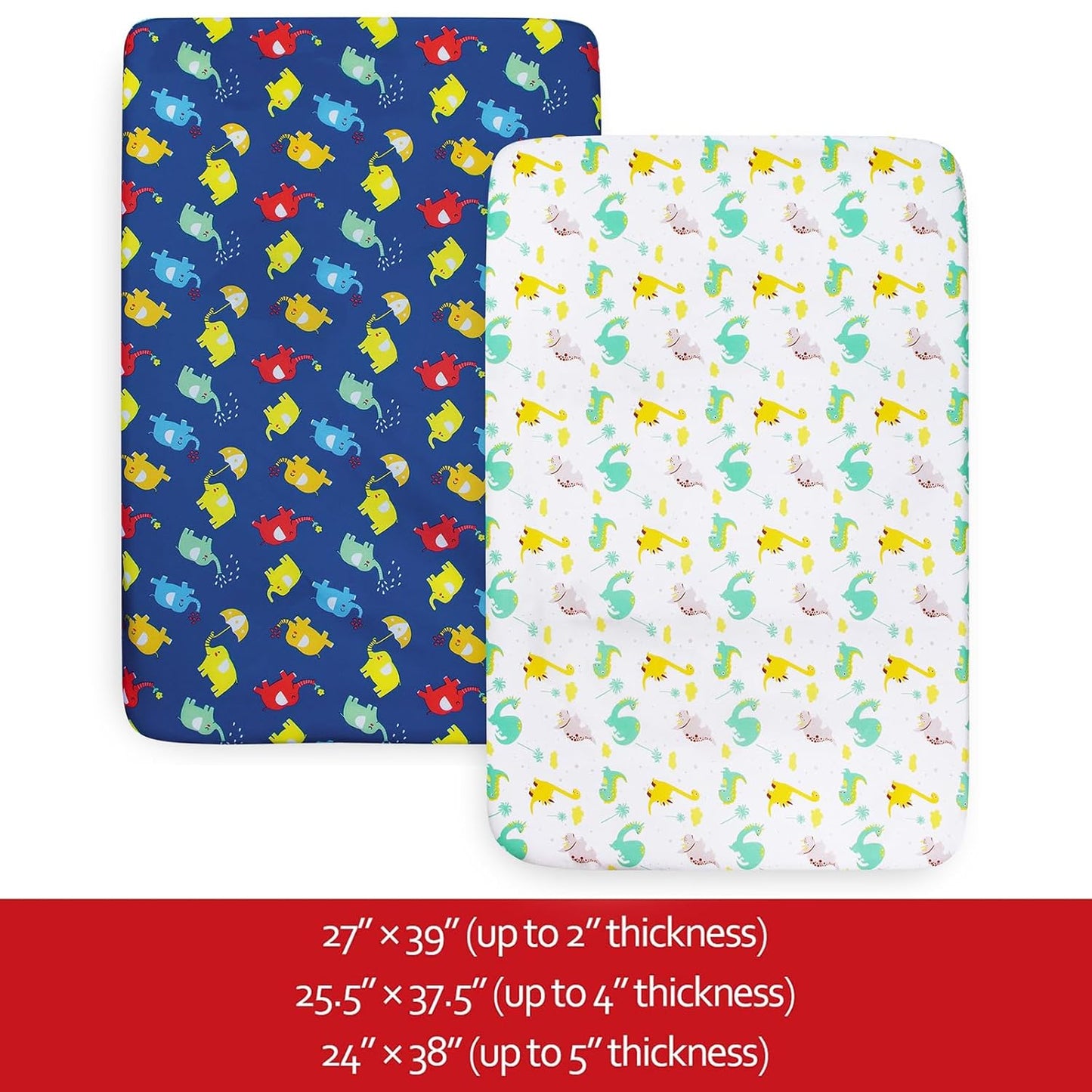 Pack and Play Sheets, 2 Pack Mini Crib Sheets, Stretchy Playard Fitted Sheet, Compatible with Graco Pack n Play, Soft and Breathable Material, Planet & Flower
