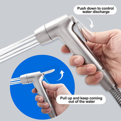 Handheld Bidet Sprayer for Toilet, Muslim Shower Bidet Attachment for Toilet, Cloth Diaper Toilet Sprayer, Jet Spray for Toilet with Bidet Hose for Feminine Wash (Chrome)