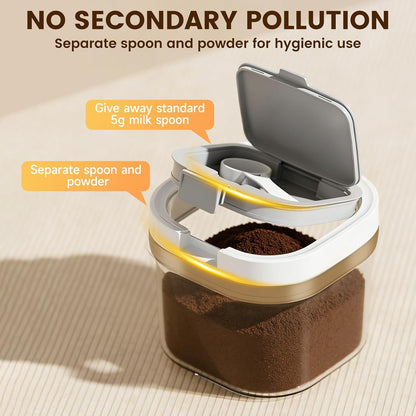 Airtight Coffee Canister-27oz Sugar and Dry Food Container BPA Free with Spoon and Layered Storage for Grounds Coffee, Beans, Tea, Sugar, Flour, Cereal,Formula