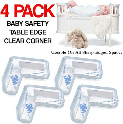 Edge Corner Protector Baby Proofing 9.8ft with 4 Corners, Clear Soft Corner Protectors Baby Proof, Furniture Corner Guard & Edge Safety, Edge Protector for Table (9.8ft L*1.56inch W)