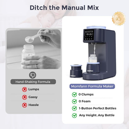 Momfann Formula Maker Pro, 2-Minute Quick Mix Baby Formula Dispenser, One-Touch Automatic Milk Maker, 3 Formula Temps + 4 Hot Water Choice, 2L Tank & Sealed Powder Container for Clump-Free Formula